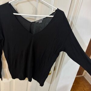 Vince long sleeve shirt v neck black